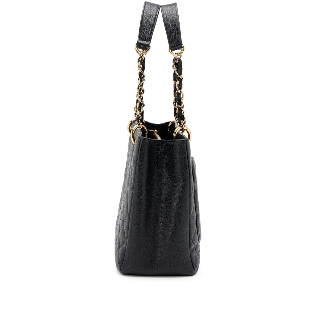 Black Quilted Caviar Timeless Grand Shopping Tote Gold Hardware, 2012