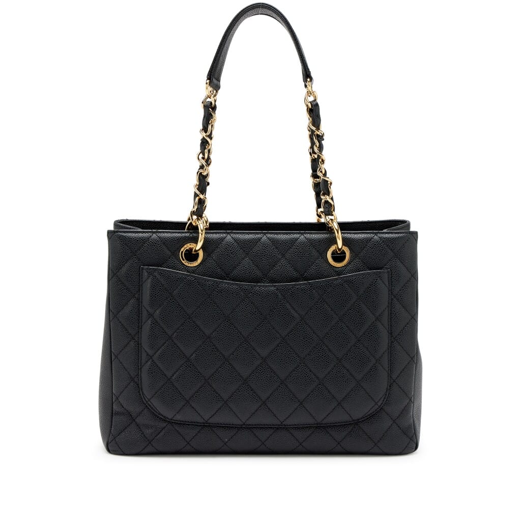 Black Quilted Caviar Timeless Grand Shopping Tote Gold Hardware, 2012
