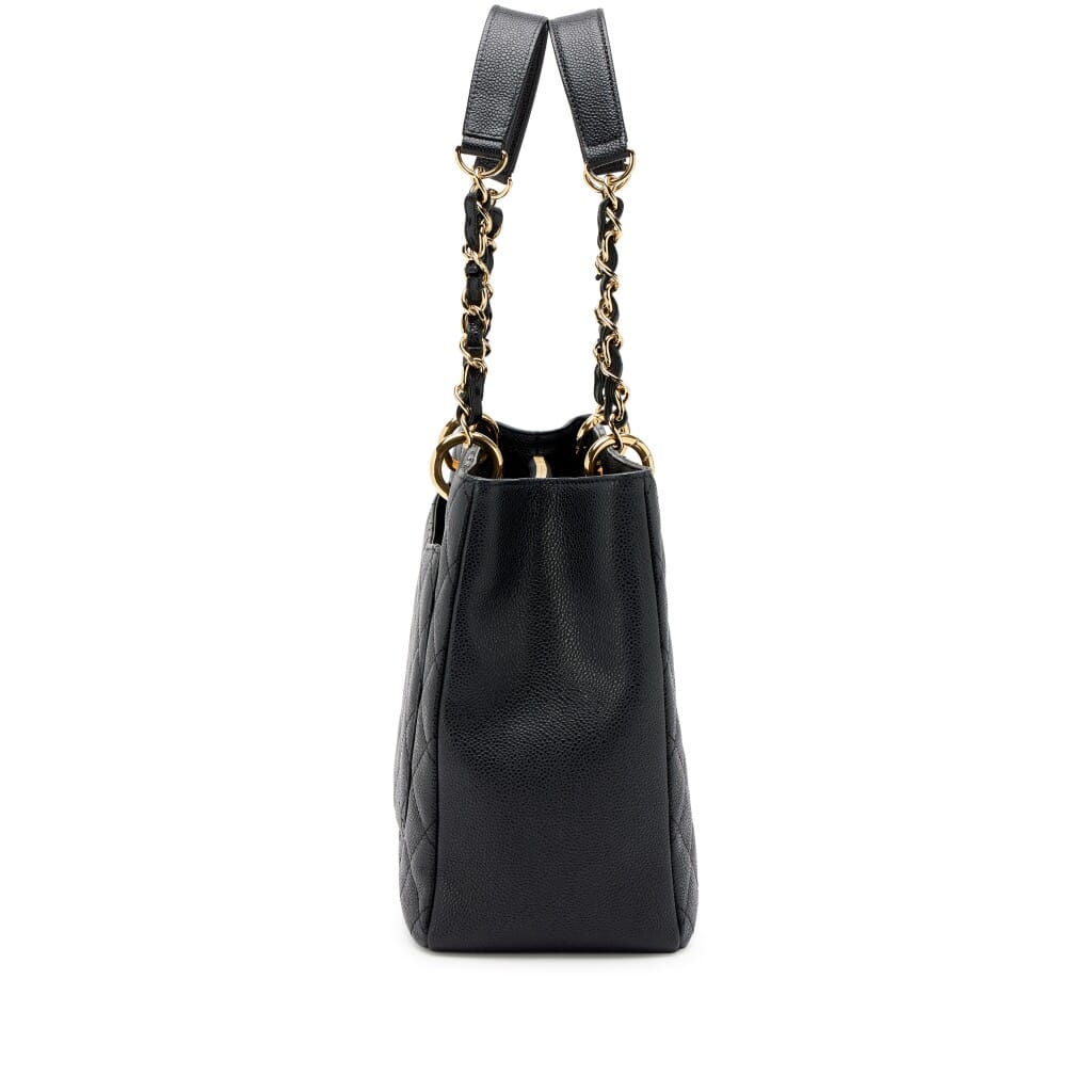 Black Quilted Caviar Timeless Grand Shopping Tote Gold Hardware, 2012