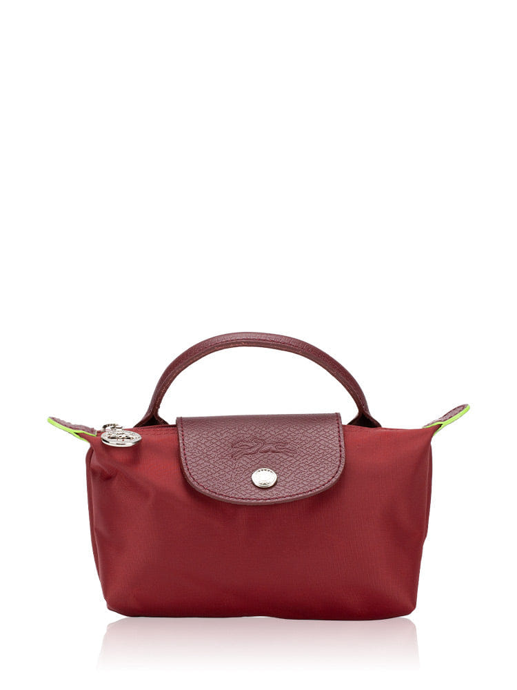 Longchamp Le Pliage Red Pouch With Handle Chestnut