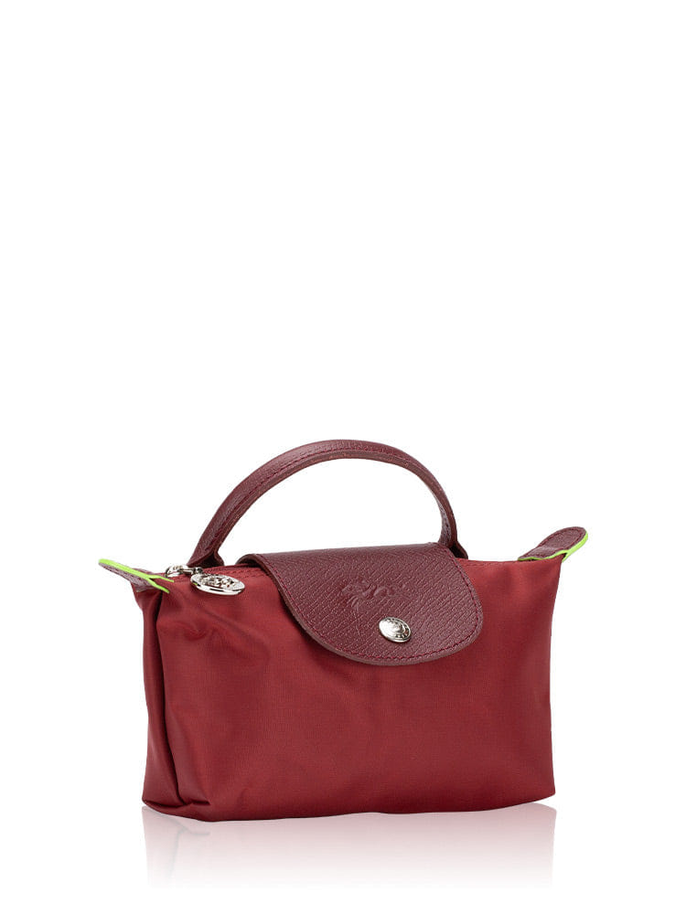 Longchamp Le Pliage Red Pouch With Handle Chestnut