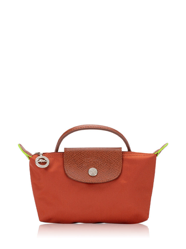 Longchamp Le Pliage Orange Pouch With Handle Chestnut