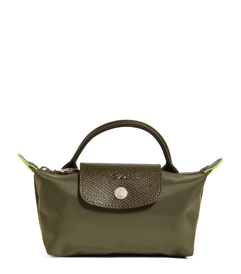 Longchamp Le Pliage Green Pouch With Handle Chestnut