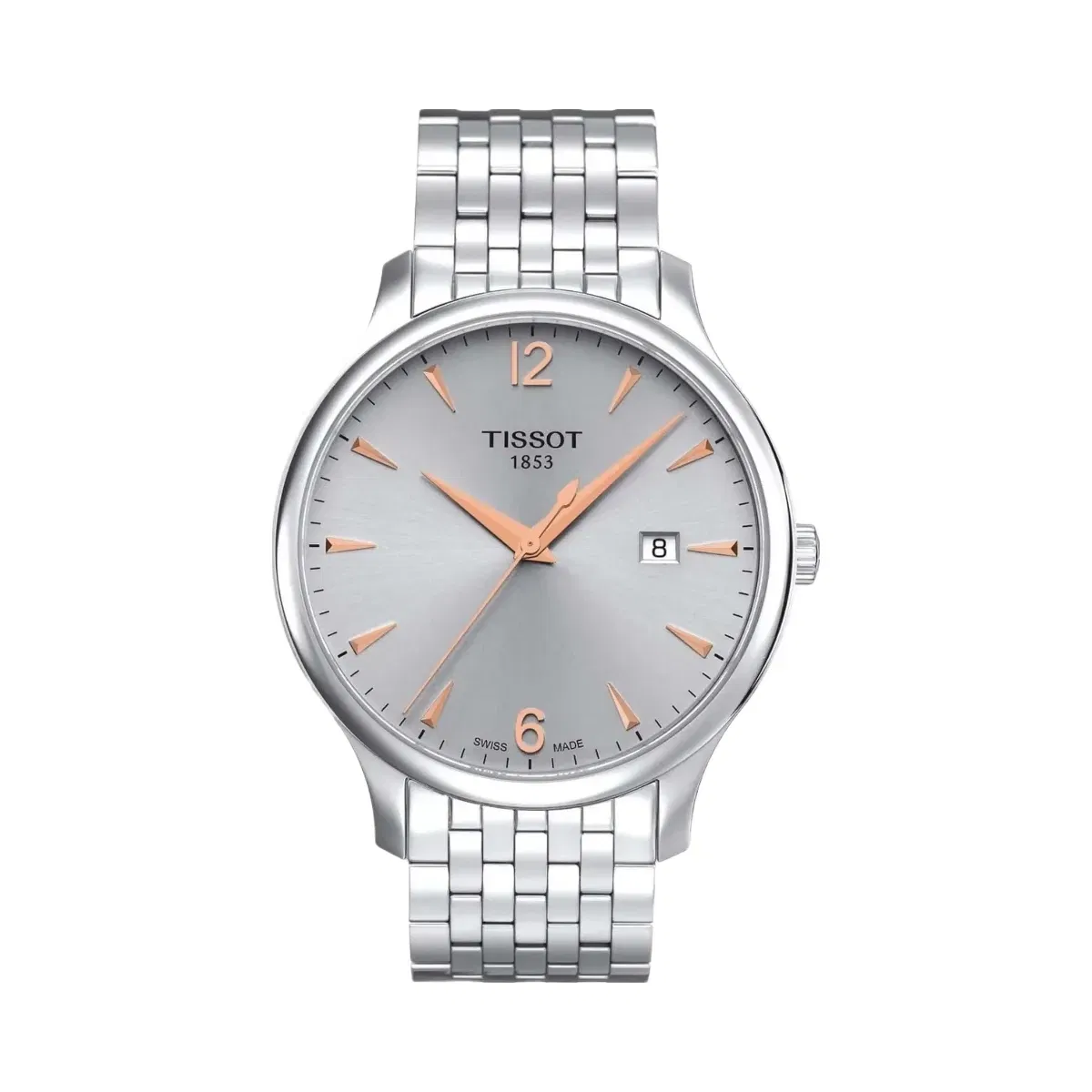 Tissot Tradition Men Quartz Silver Dial Analog Stainless Steel Watch T0636101103701