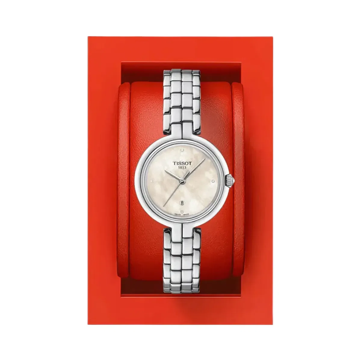 Tissot Flamingo Women Quartz Mother Of Pearl Dial Analog Stainless Steel Watch T0942101111602