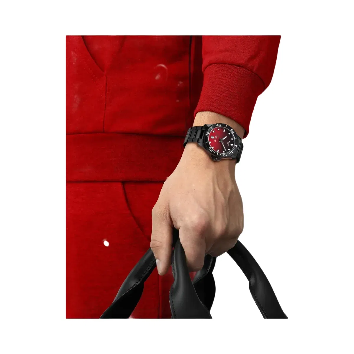 Tissot Seastar 1000 Men Quartz Red Dial Analog Stainless Steel Watch T1204103342100