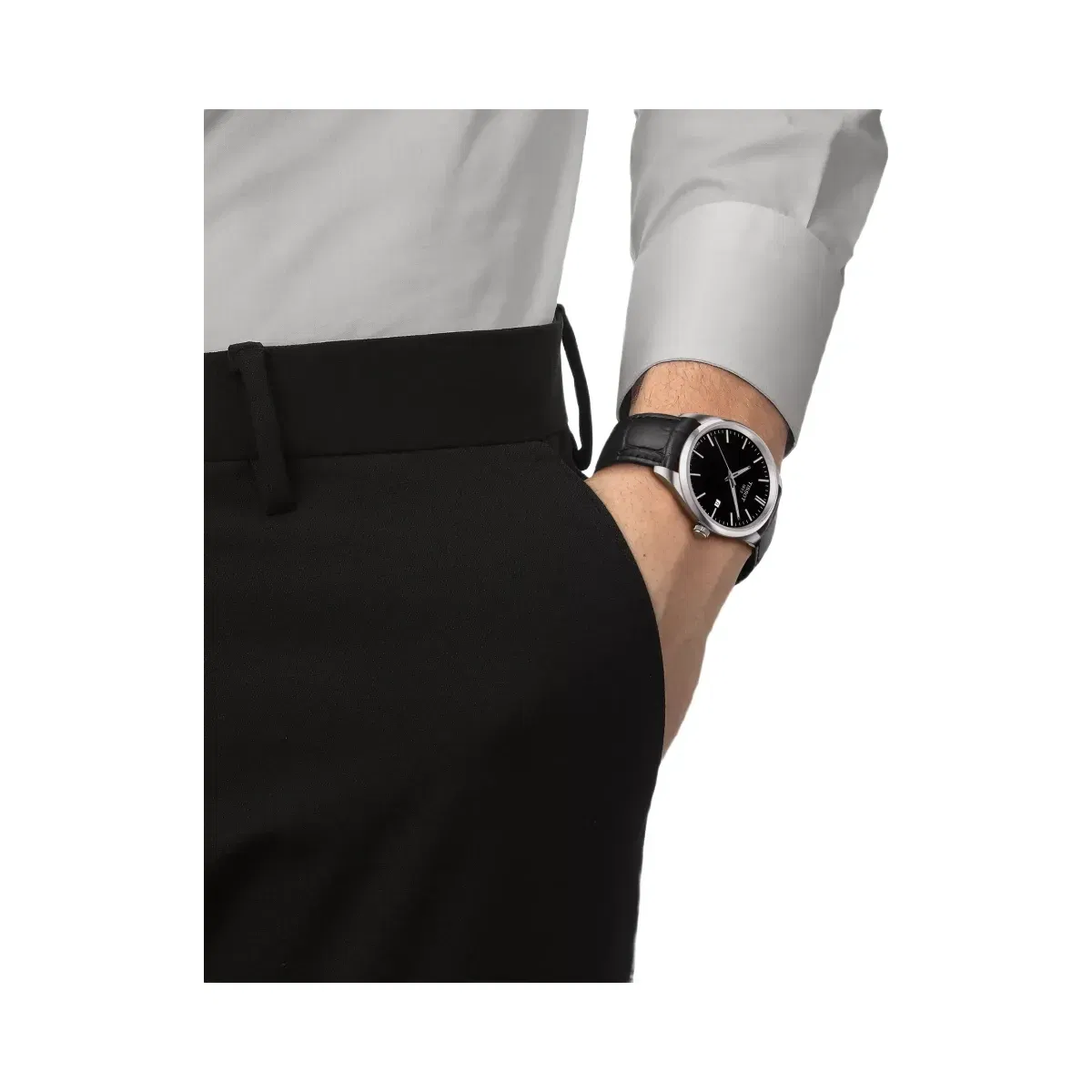 Tissot PR 100 Men Quartz Black Dial Analog Leather Watch T1504101605100