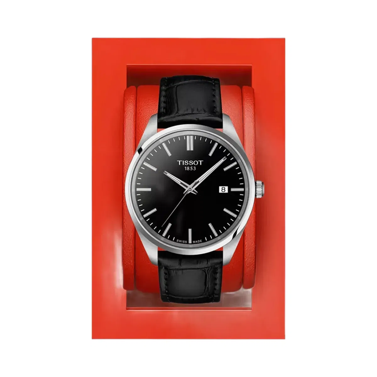 Tissot PR 100 Men Quartz Black Dial Analog Leather Watch T1504101605100