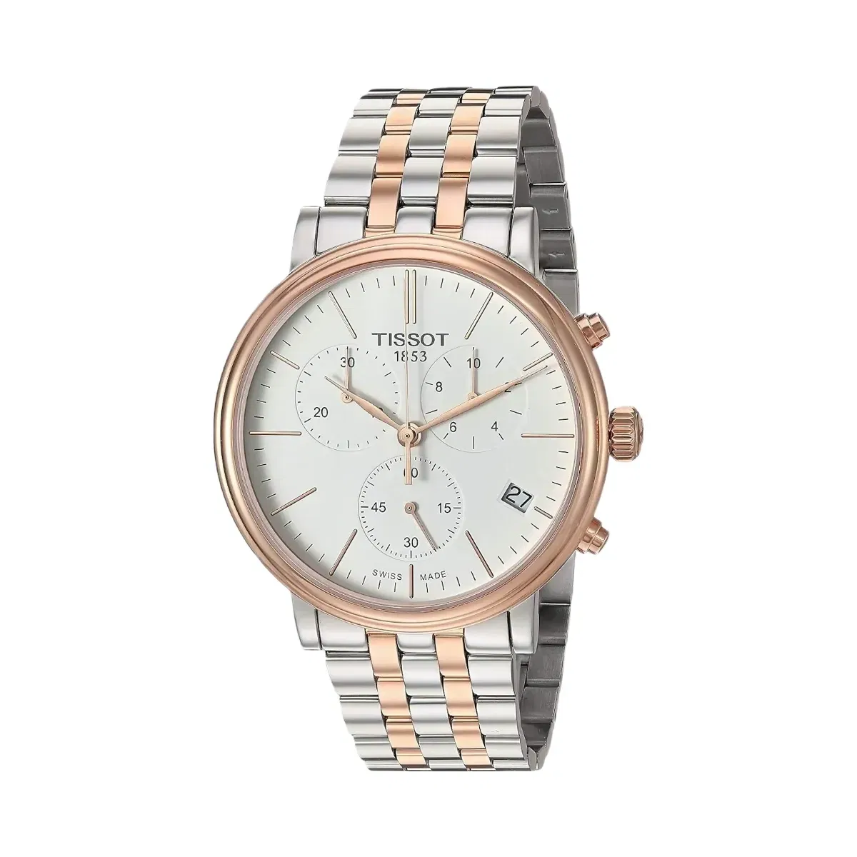 Tissot Carson Men Quartz White Dial Chronograph Stainless Steel Watch T1224172201100