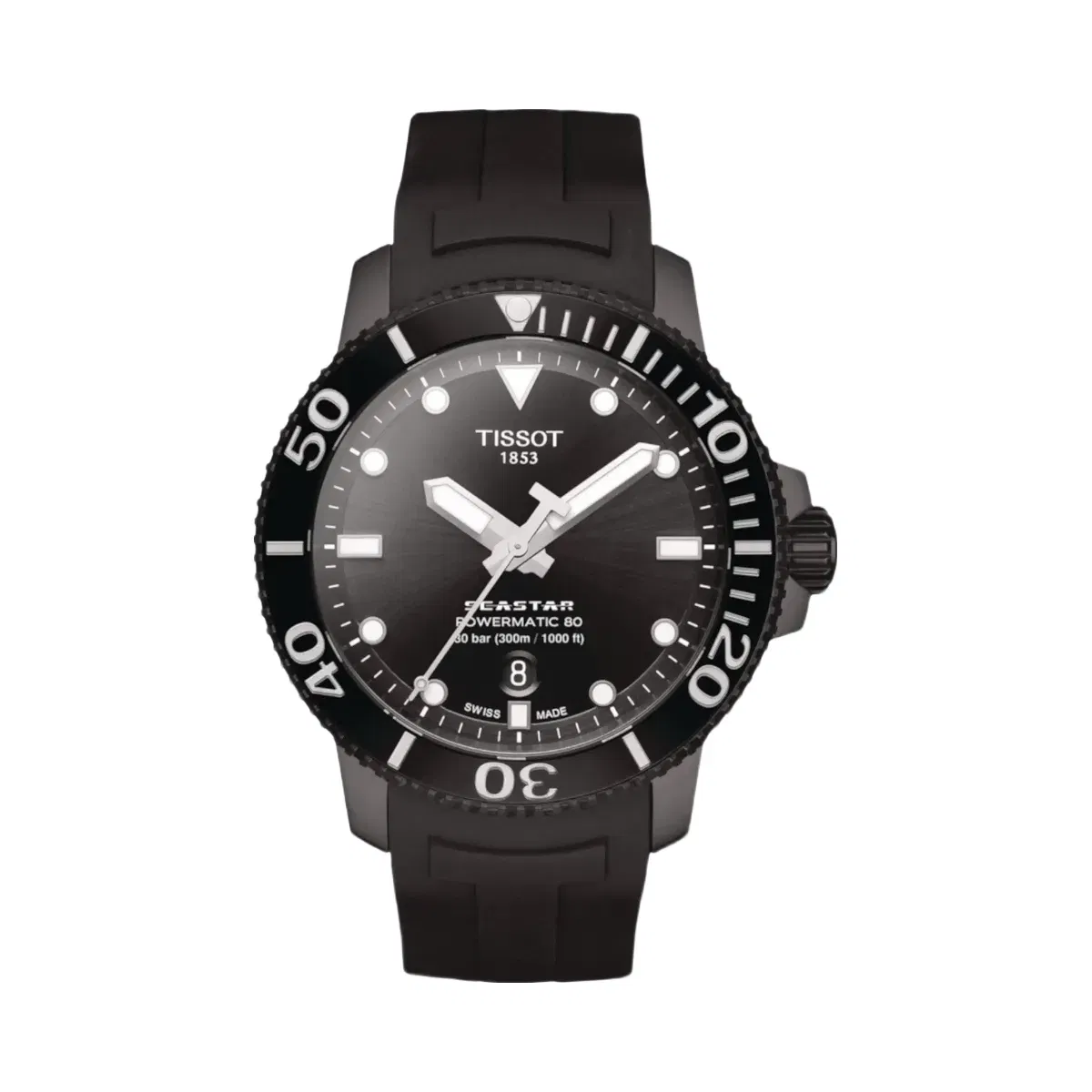 Tissot Seastar 1000 Men Automatic Black Dial Analog Silicone Watch T1204073705100