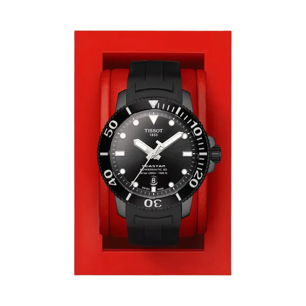 Tissot Seastar 1000 Men Automatic Black Dial Analog Silicone Watch T1204073705100