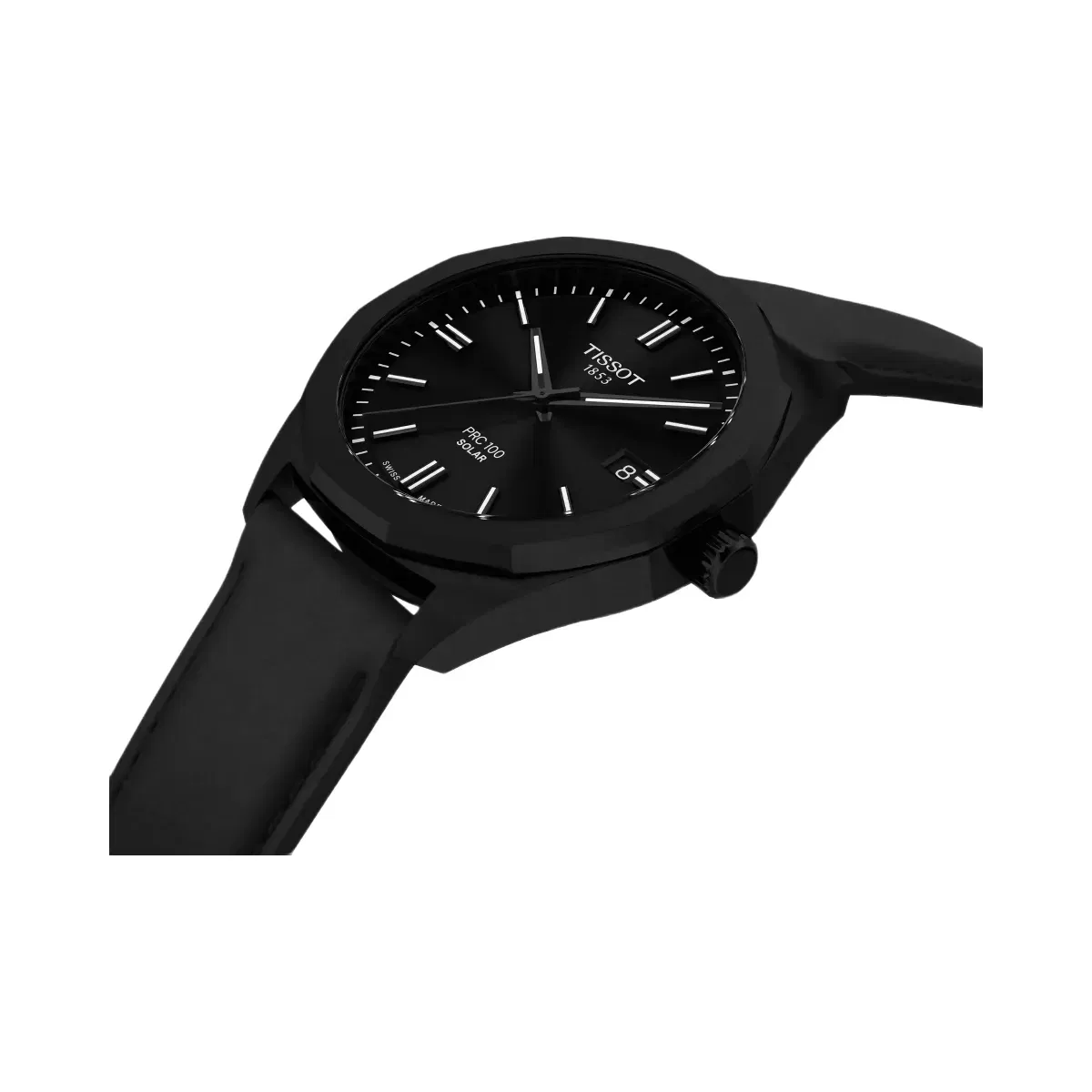 Tissot PRC 100 Unisex Solar Black Dial Analog Leather Watch T1514223605100