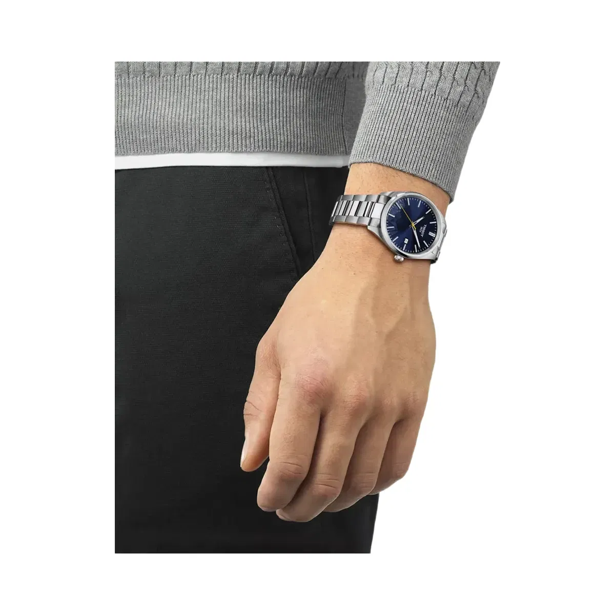 Tissot PR 100 Men Quartz Blue Dial Analog Stainless Steel Watch T1504101104102