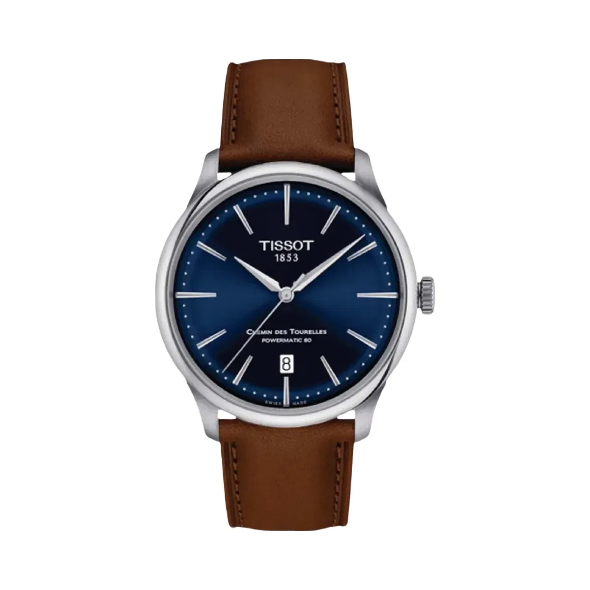 Tissot Chemin Des Tourelles Men Automatic Blue Dial Analog Leather Watch T1398071604100
