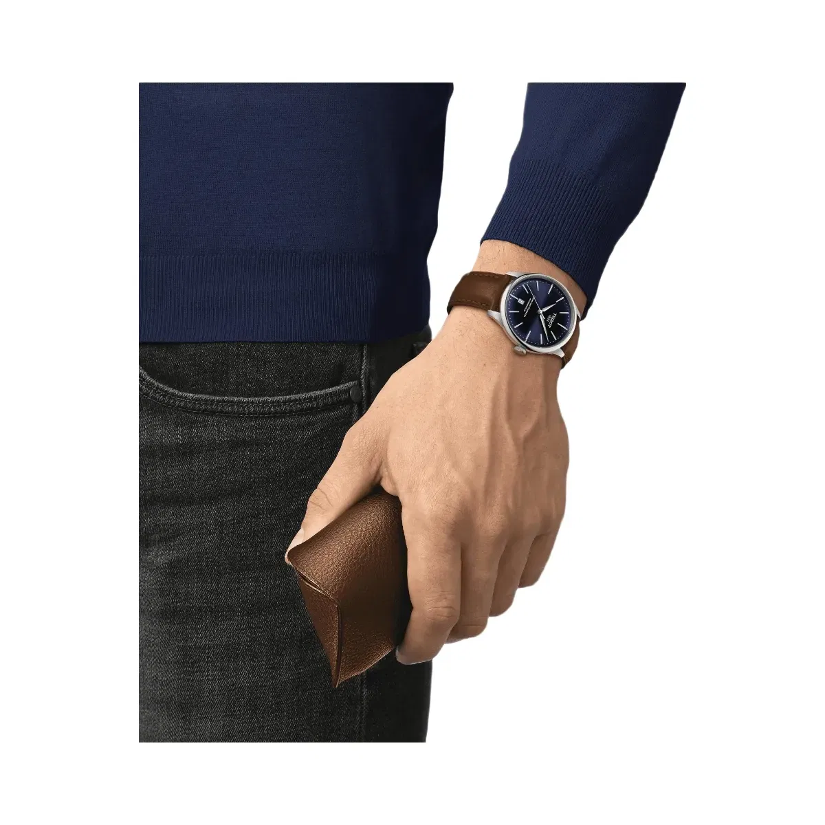 Tissot Chemin Des Tourelles Men Automatic Blue Dial Analog Leather Watch T1398071604100