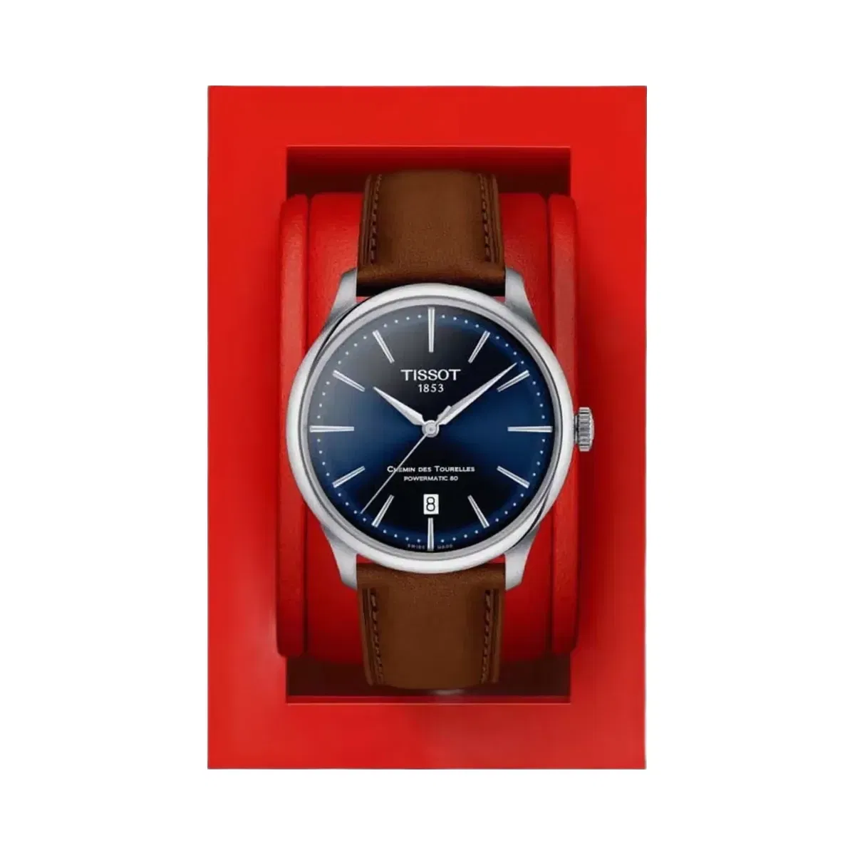 Tissot Chemin Des Tourelles Men Automatic Blue Dial Analog Leather Watch T1398071604100