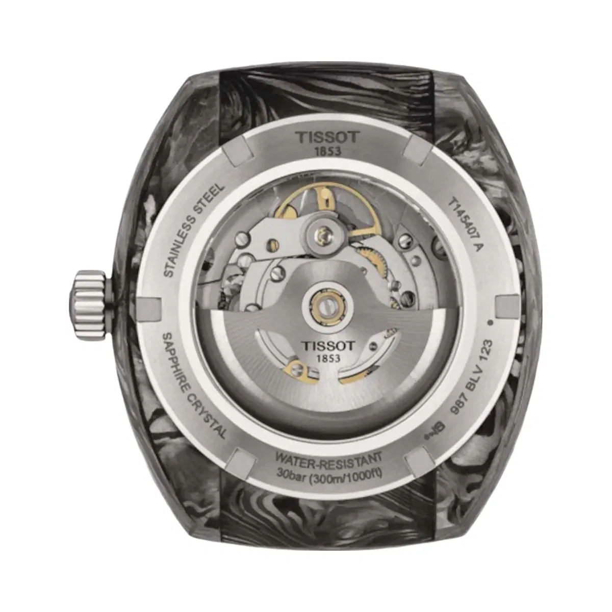 Tissot Sideral Men Automatic Black Dial Analog Rubber Watch T1454079705700