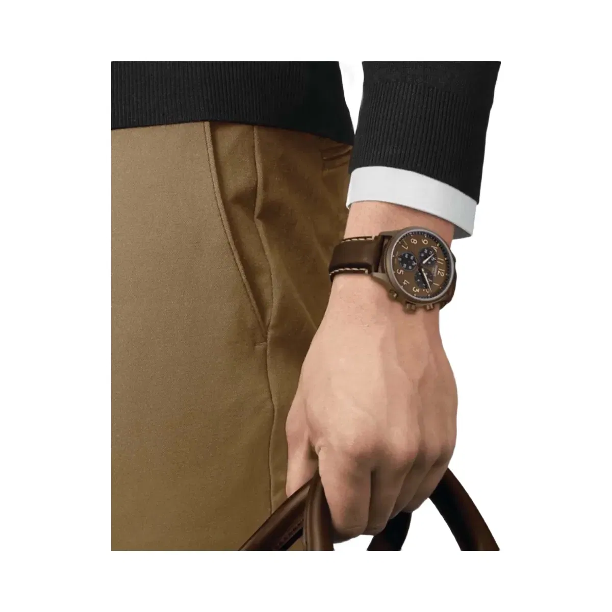 Tissot Men Quartz Brown Dial Chronograph Leather Watch T1166173609200