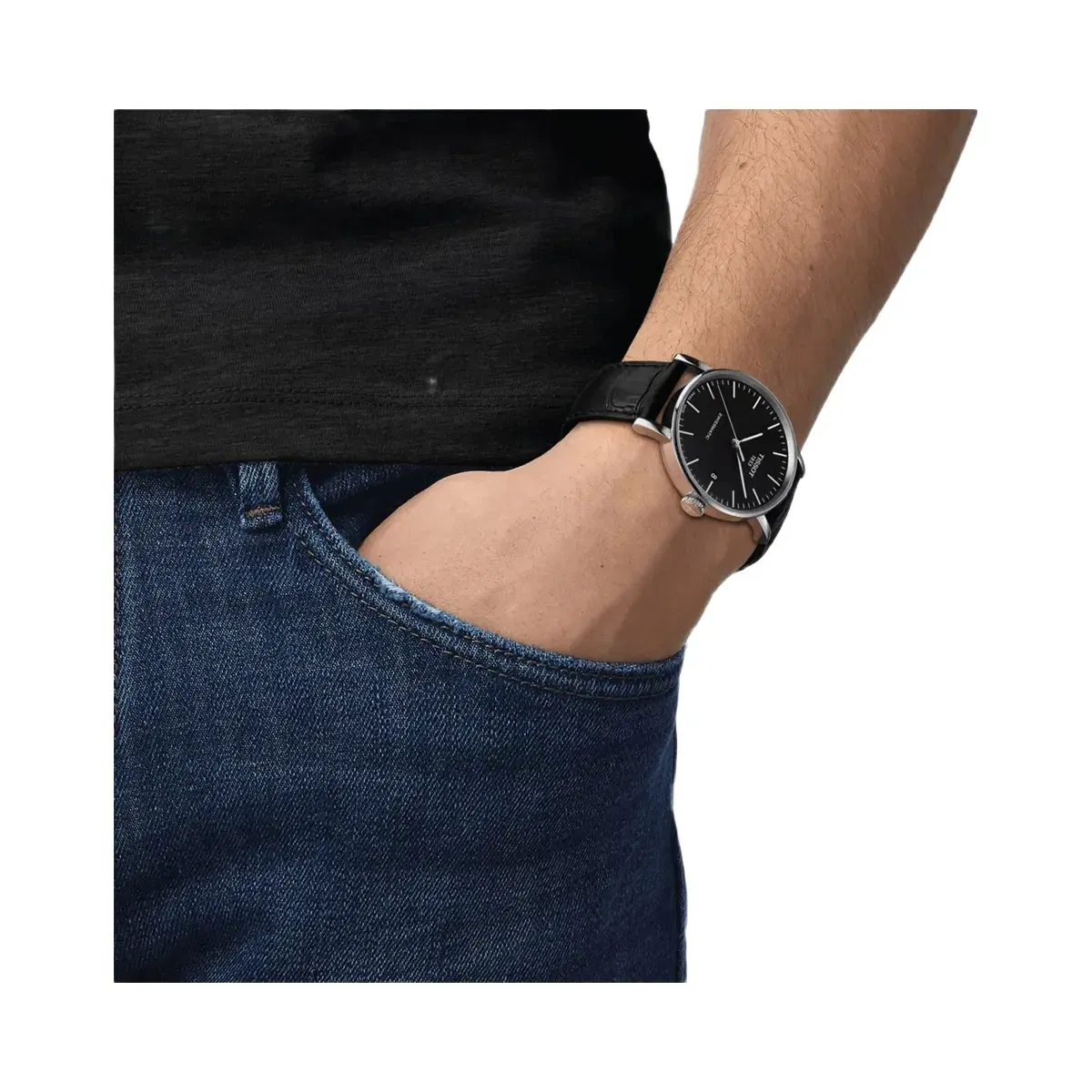 Tissot Everytime Men Automatic Black Dial Analog Leather Watch T1094071605100