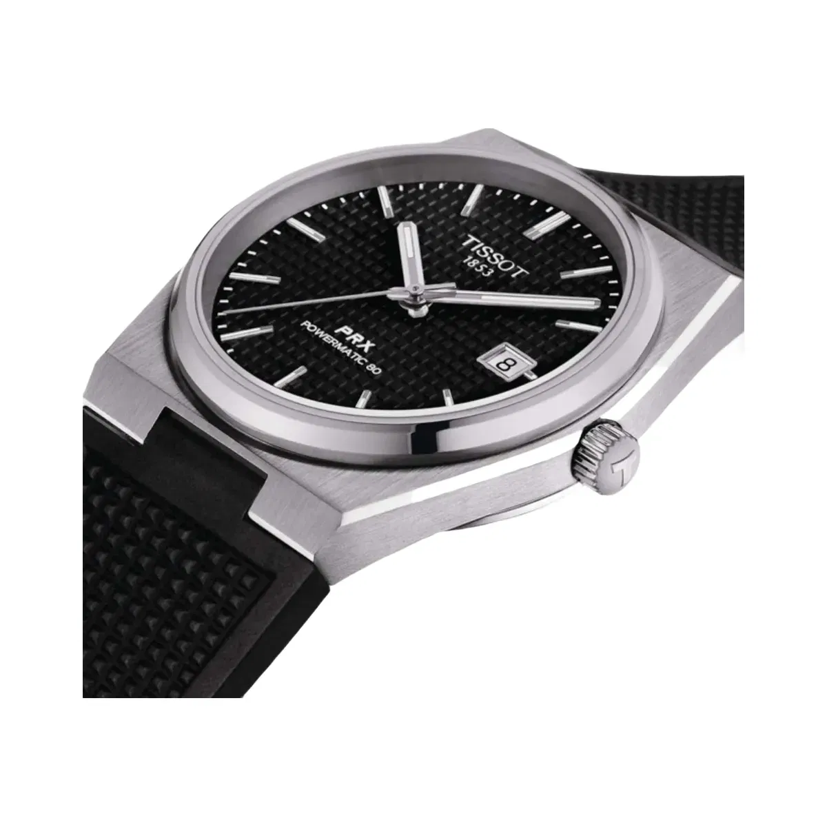Tissot PRX Men Automatic Black Dial Analog Silicone Watch T1374071705100
