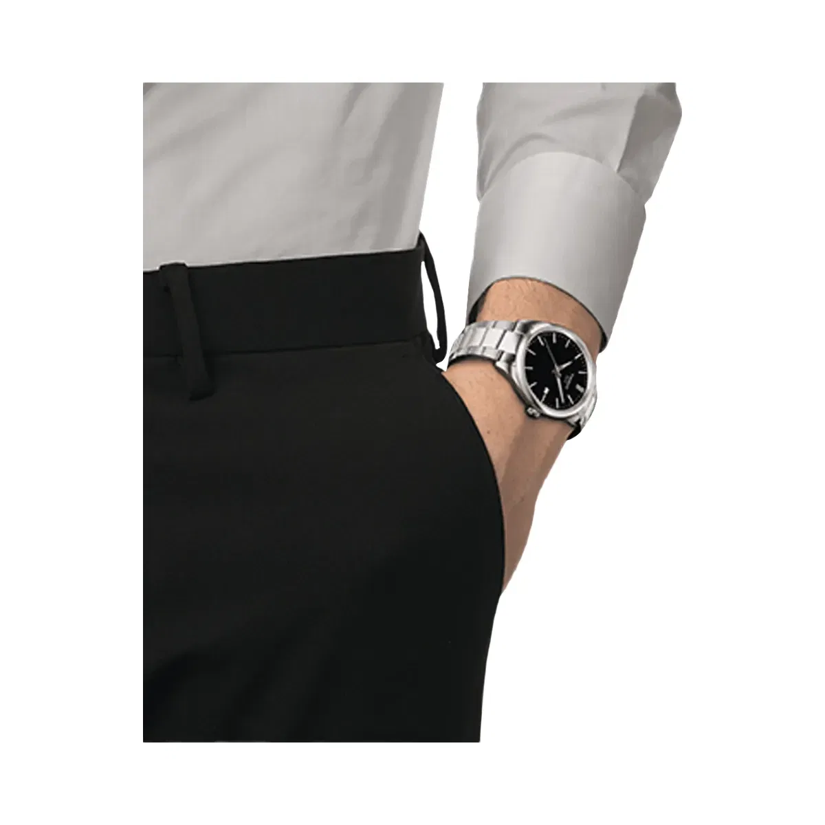 Tissot PR 100 Men Quartz Black Dial Analog Stainless Steel Watch T1504101105100