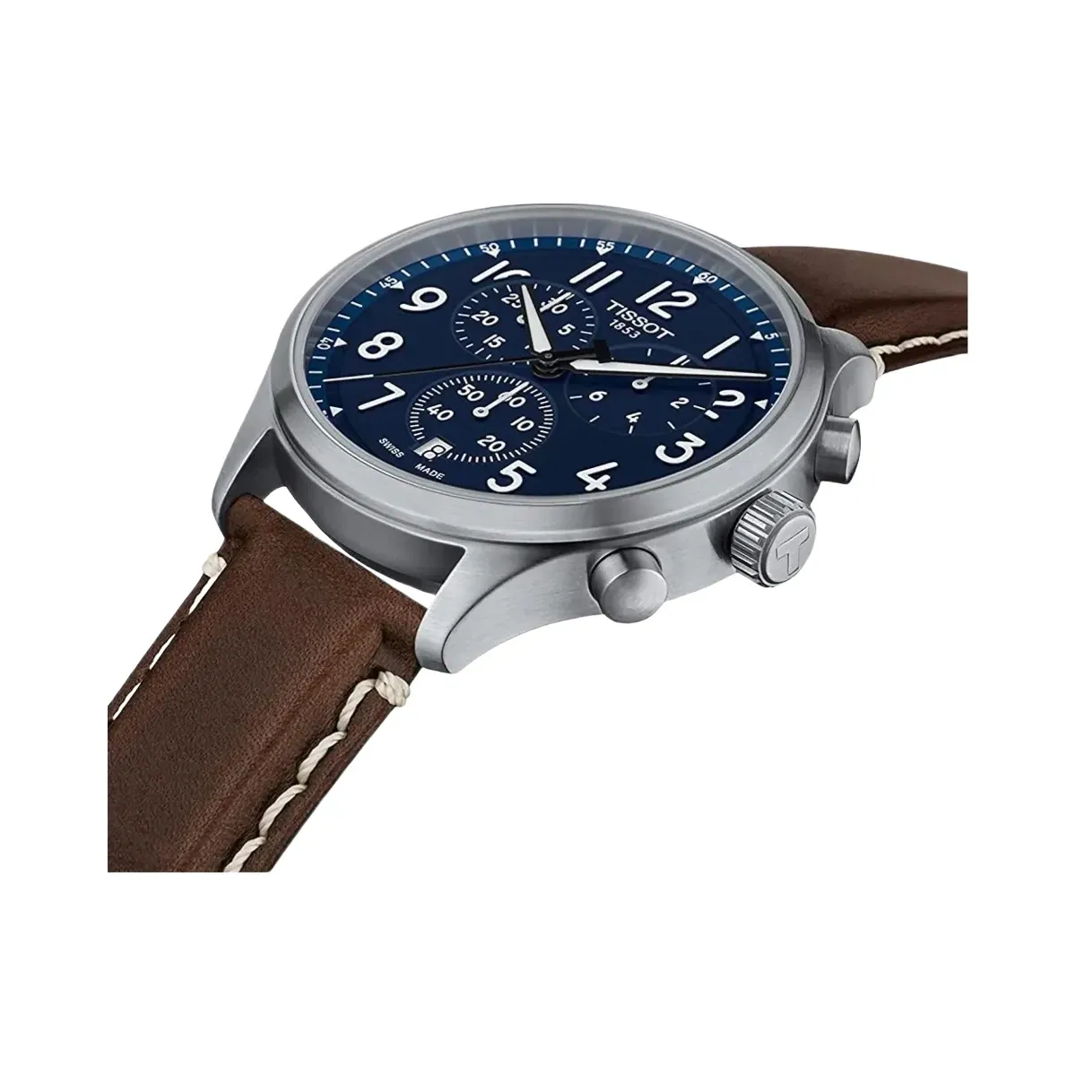 Tissot XL Men Quartz Blue Dial Chronograph Leather Watch T1166171604200