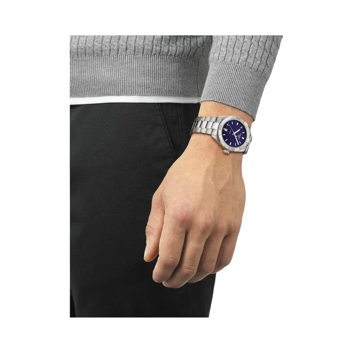 Tissot PR 100 Men Quartz Blue Dial Analog Stainless Steel Watch T1016101104100