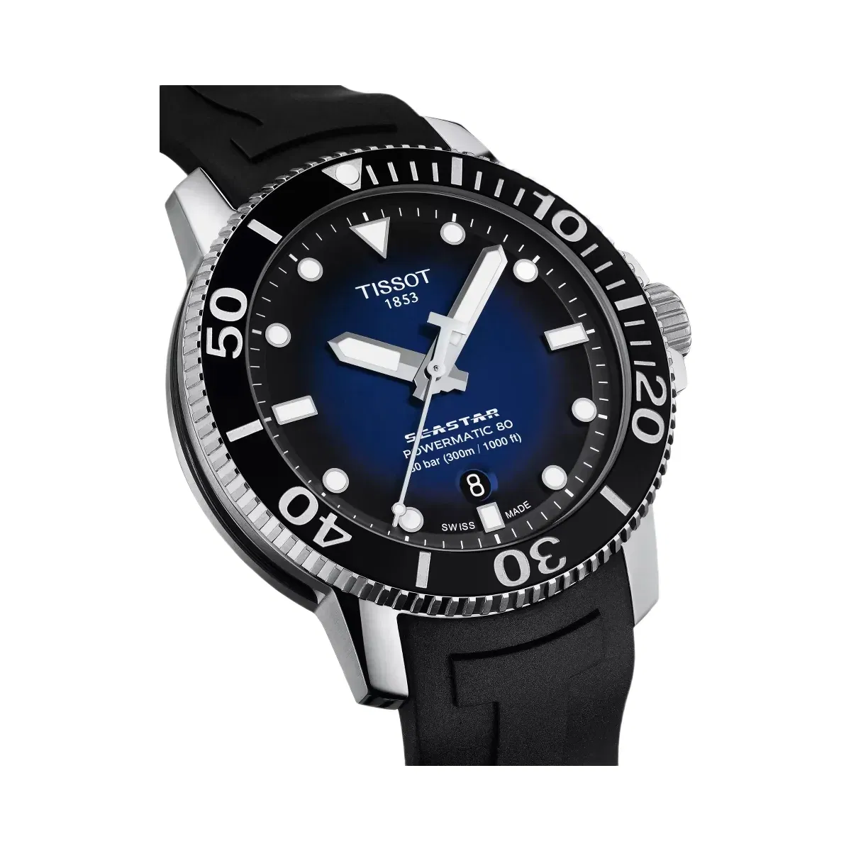 Tissot Seastar Men Automatic Blue Dial Analog Rubber Watch T1204071704100