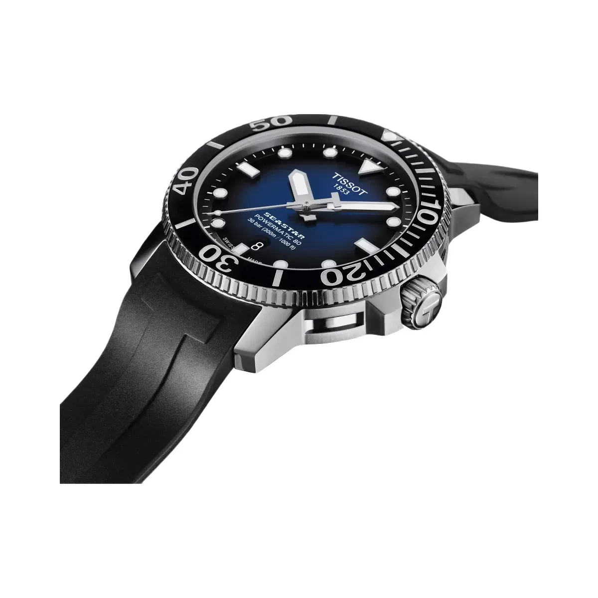 Tissot Seastar Men Automatic Blue Dial Analog Rubber Watch T1204071704100