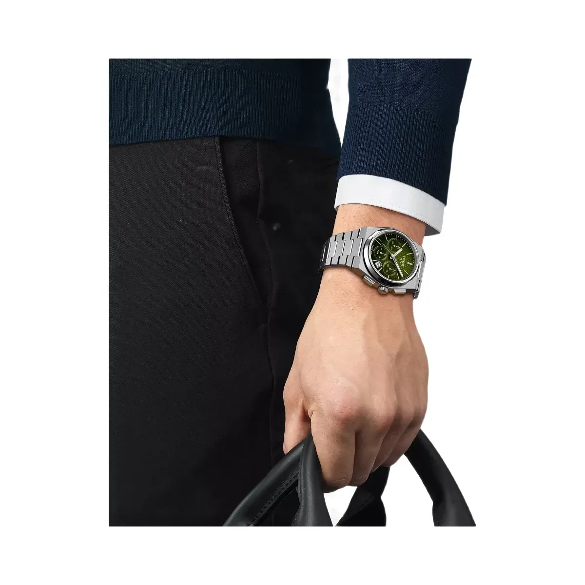 Tissot PRX Men Automatic Green Dial Chronograph Stainless Steel Watch T1374271109100