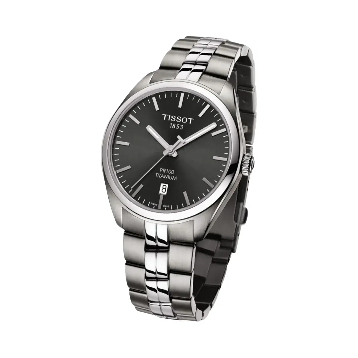 Tissot PR 100 Men Quartz Grey Dial Analog Stainless Steel Watch T1014104406100