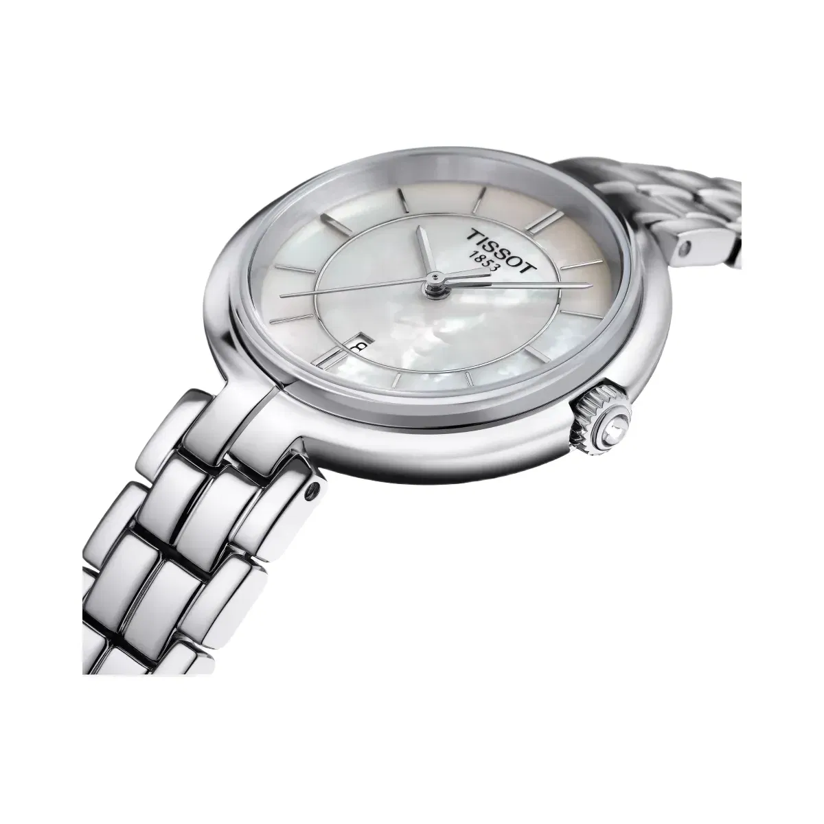 Tissot Flamingo Women Quartz Mother Of Pearl Dial Analog Stainless Steel Watch T0942101111100