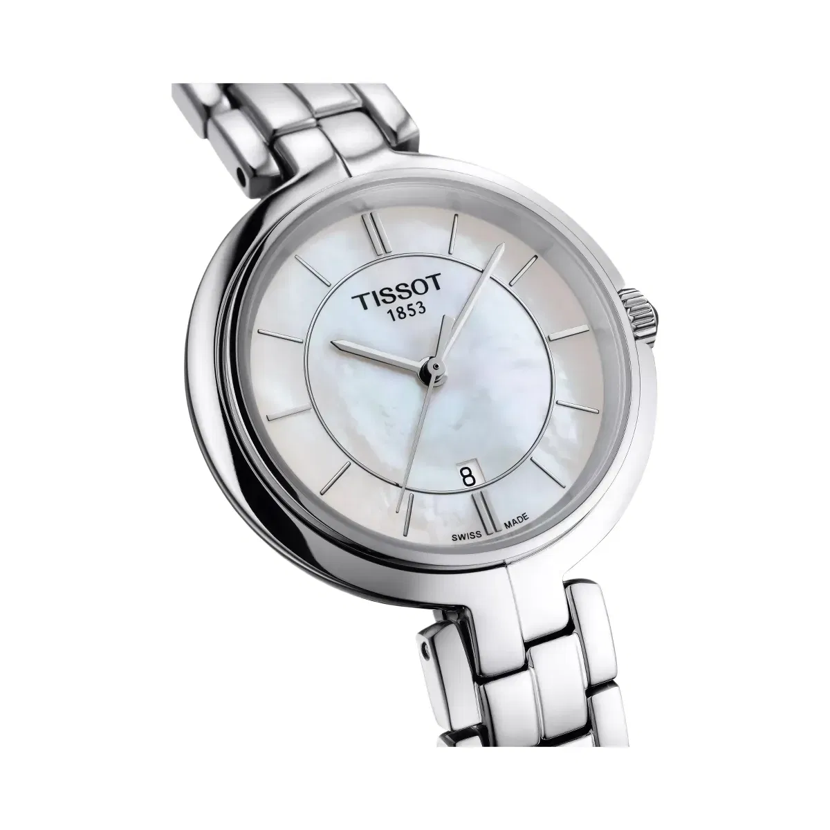 Tissot Flamingo Women Quartz Mother Of Pearl Dial Analog Stainless Steel Watch T0942101111100
