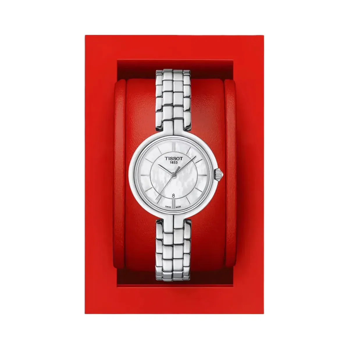 Tissot Flamingo Women Quartz Mother Of Pearl Dial Analog Stainless Steel Watch T0942101111100