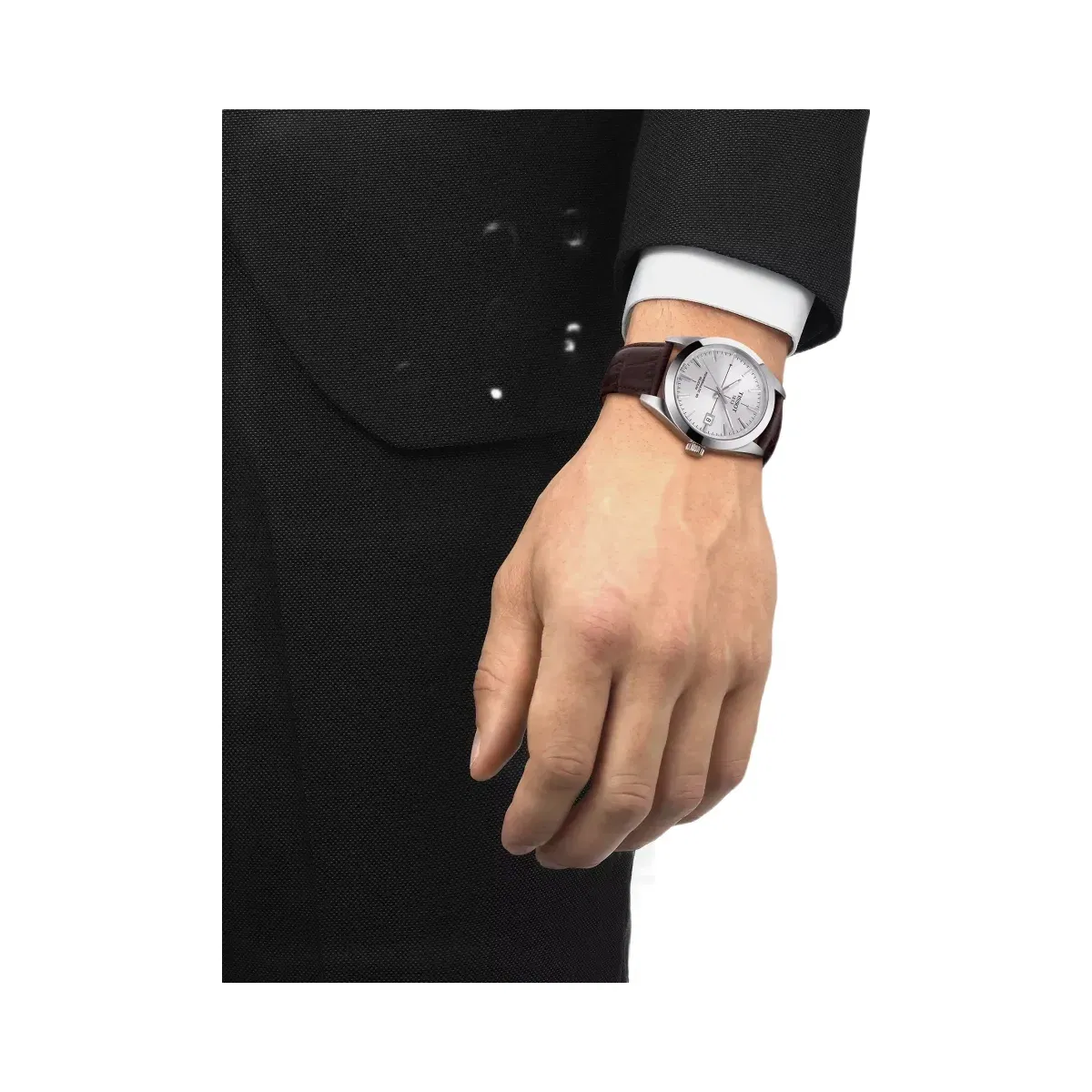 Tissot Gentleman Men Quartz Silver Dial Analog Leather Watch T1274071603101