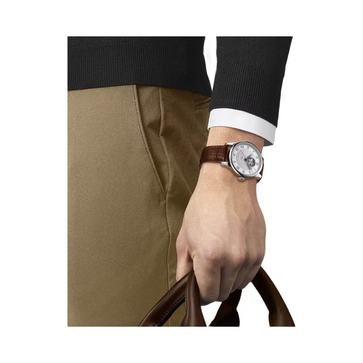 Tissot Le Locle Men Automatic Silver Dial Analog Leather Watch T0064071603301