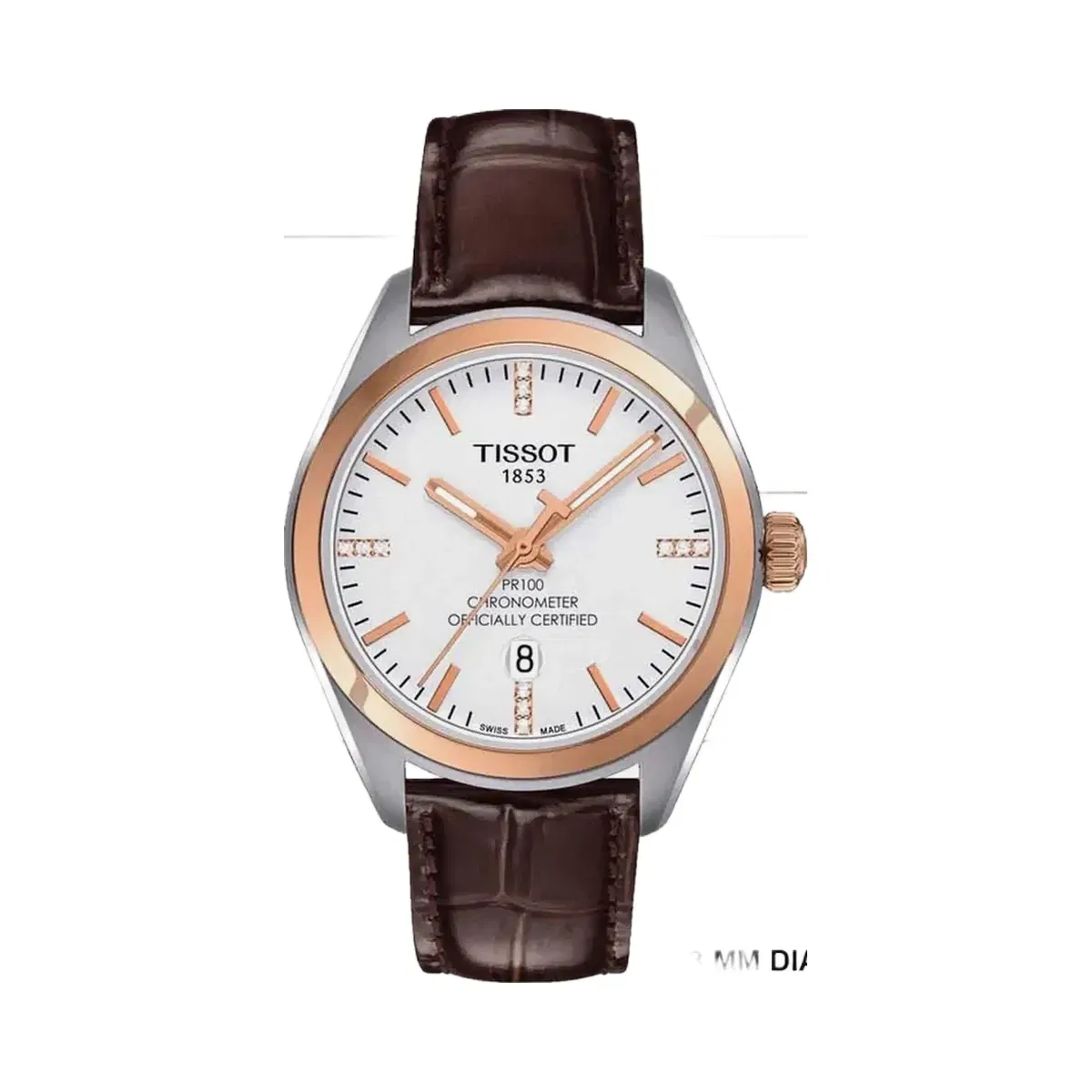 Tissot PR 100 Women Quartz Silver Dial Analog Leather Watch T1012512603600
