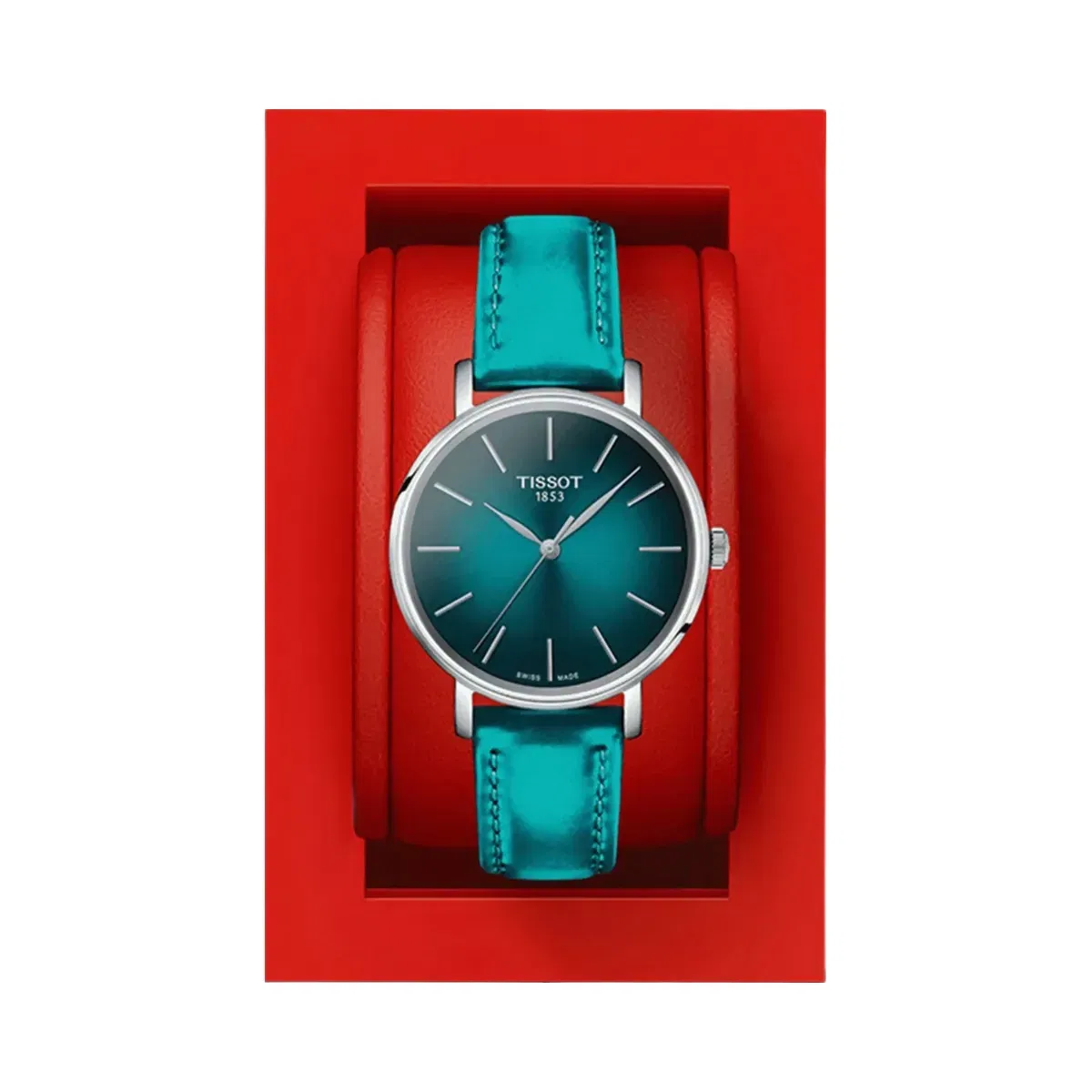 Tissot Everytime Women Quartz Blue Dial Analog Leather Watch T1432101709100