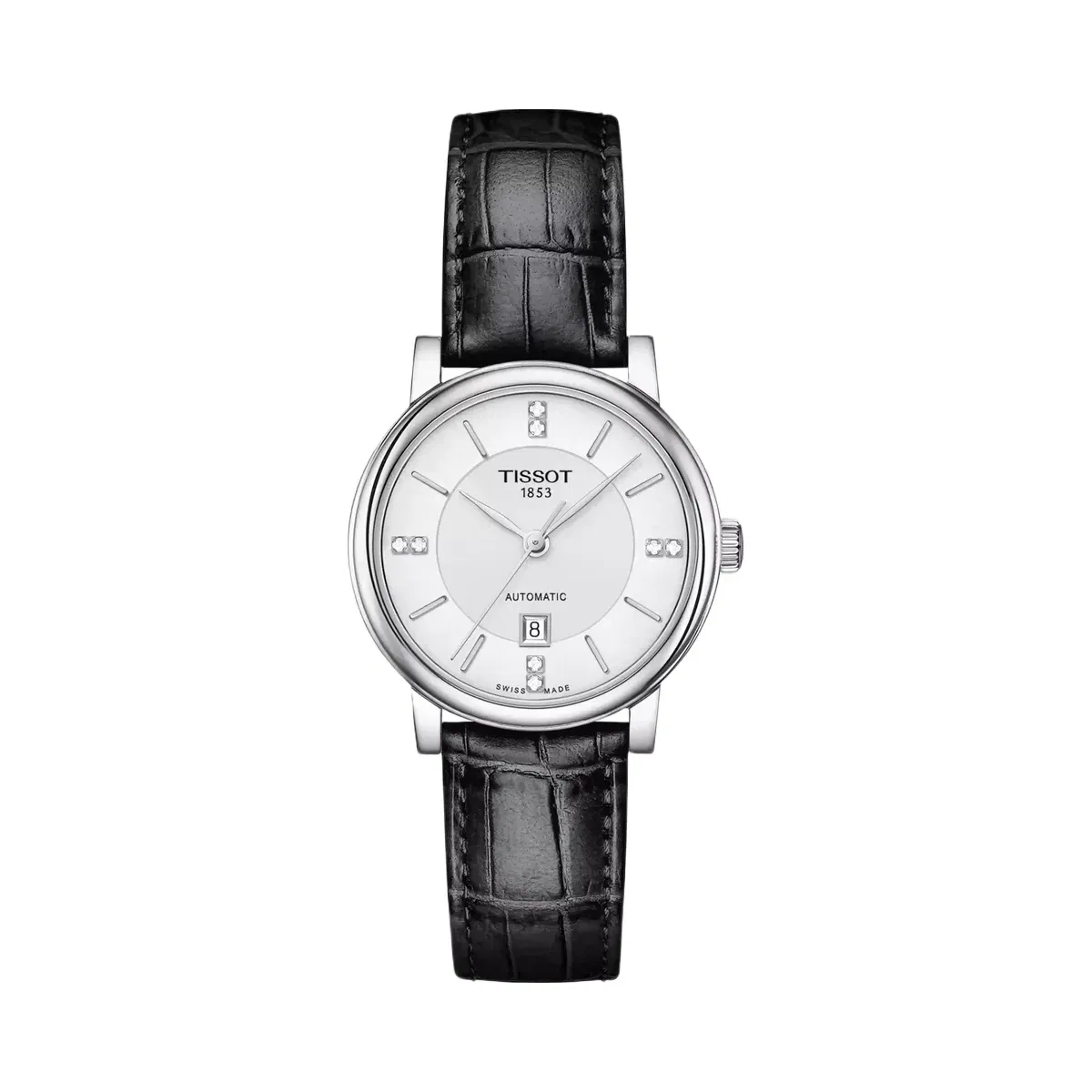 Tissot Carson Women Automatic Silver Dial Analog Leather Watch T1222071603601