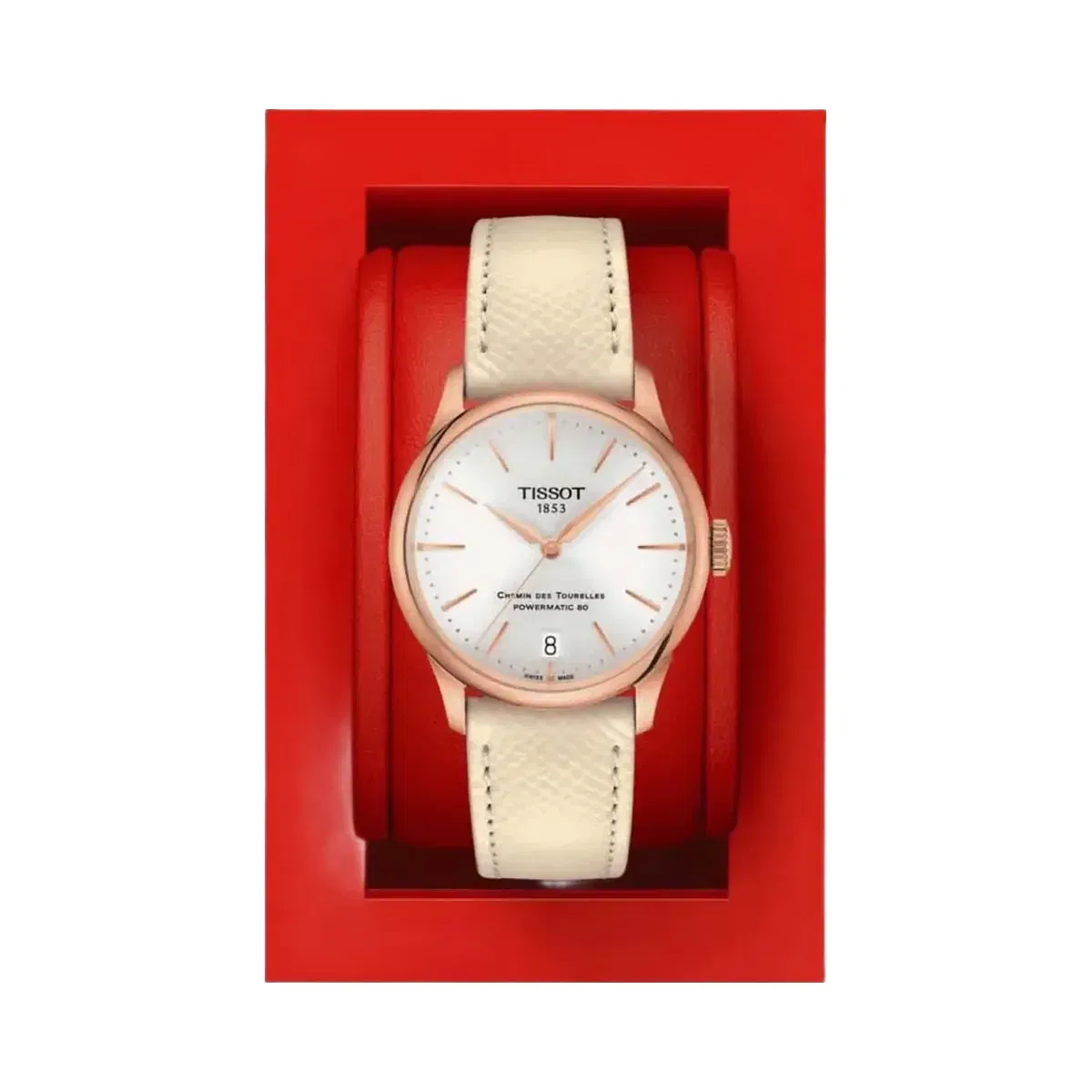 Tissot Chemin Des Tourelles Women Automatic Silver Dial Analog Leather Watch T1392073603100