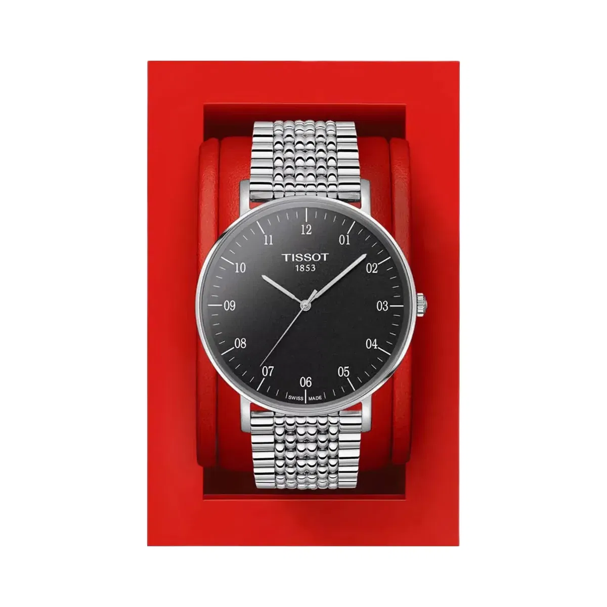 Tissot Everytime Men Quartz Black Dial Analog Stainless Steel Watch T1096101107700