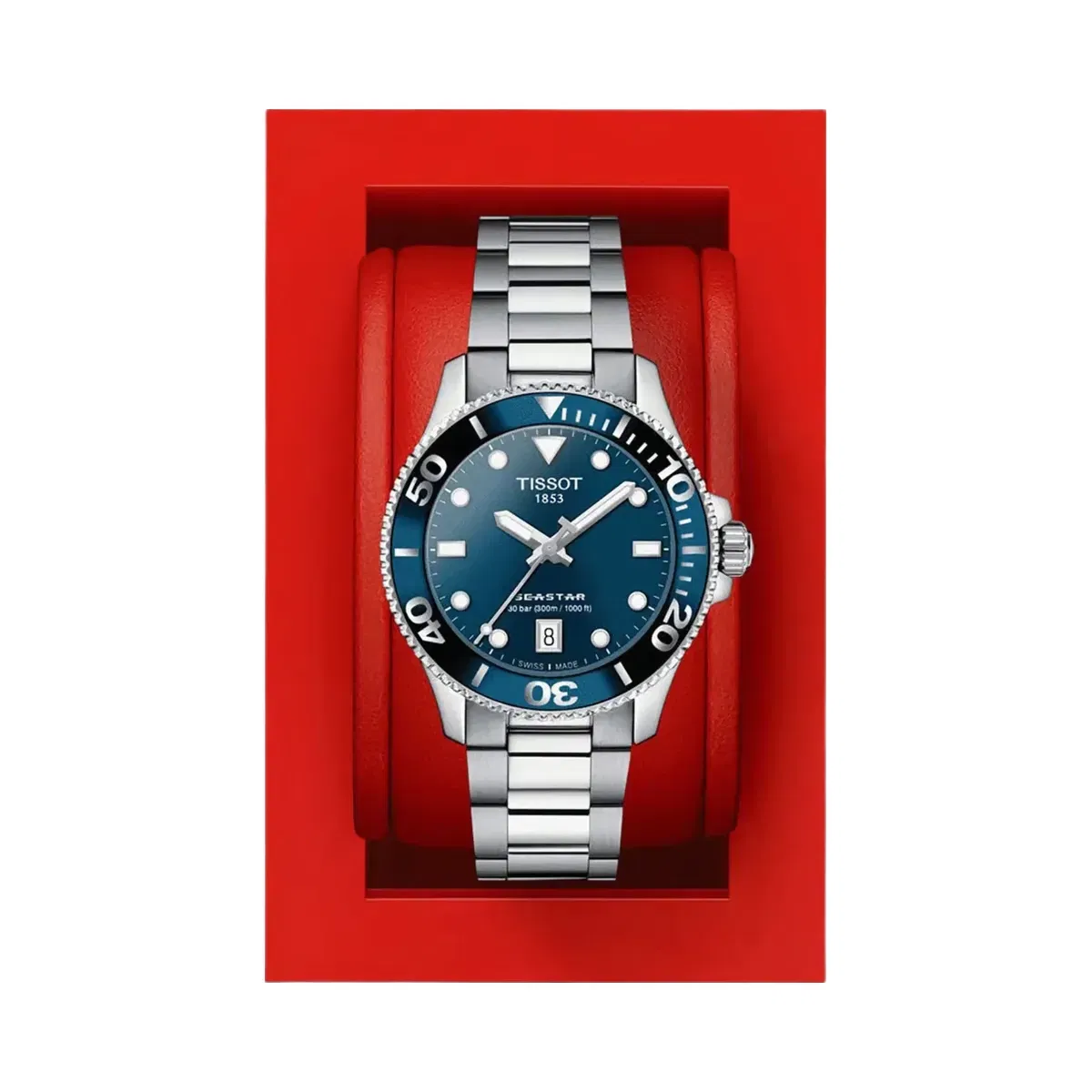Tissot Seastar 1000 Women Quartz Blue Dial Analog Stainless Steel Watch T1202101104100