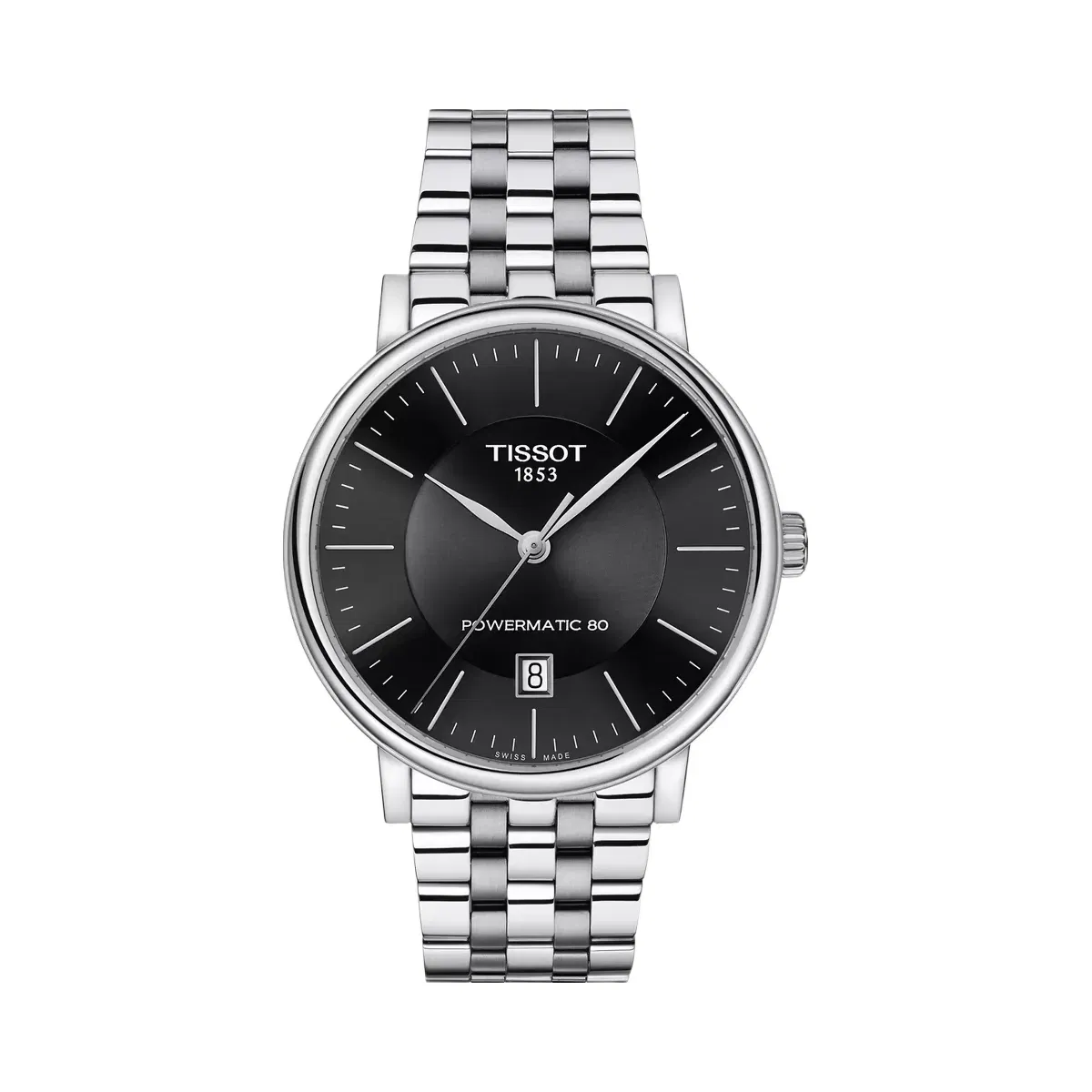 Tissot Carson Men Automatic Black Dial Analog Stainless Steel Watch T1224071105100