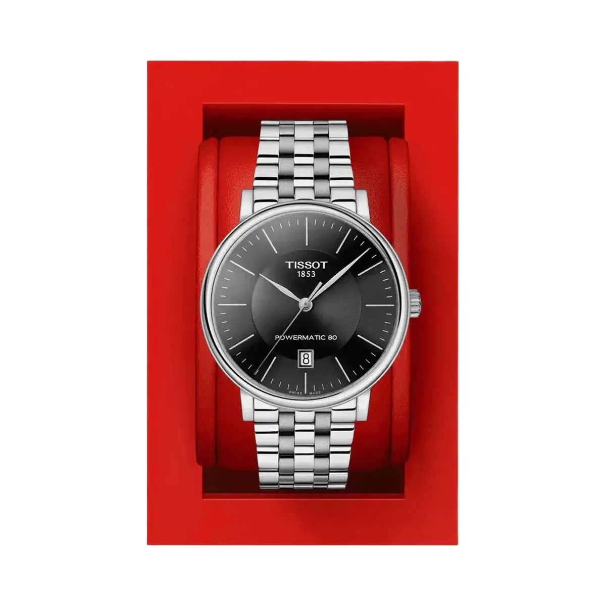Tissot Carson Men Automatic Black Dial Analog Stainless Steel Watch T1224071105100