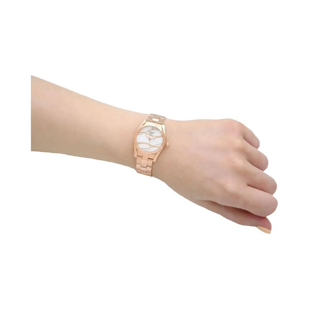 Tissot T-Wave Women Quartz Mother Of Pearl Dial Analog Stainless Steel Watch T1122103311100