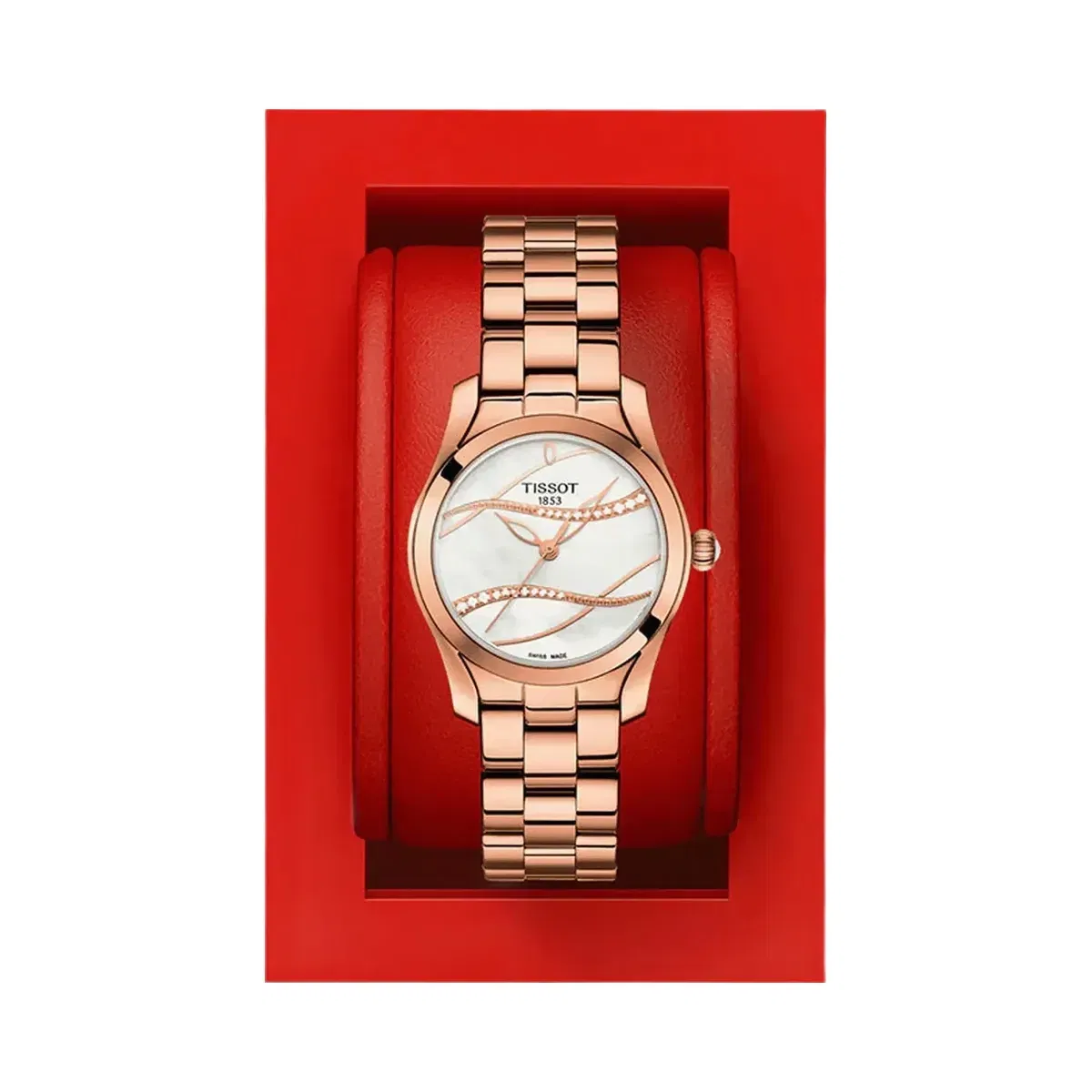 Tissot T-Wave Women Quartz Mother Of Pearl Dial Analog Stainless Steel Watch T1122103311100