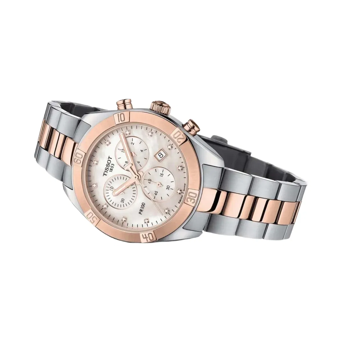Tissot PR 100 Women Quartz Mother Of Pearl Dial Chronograph Stainless Steel Watch T1019172211600