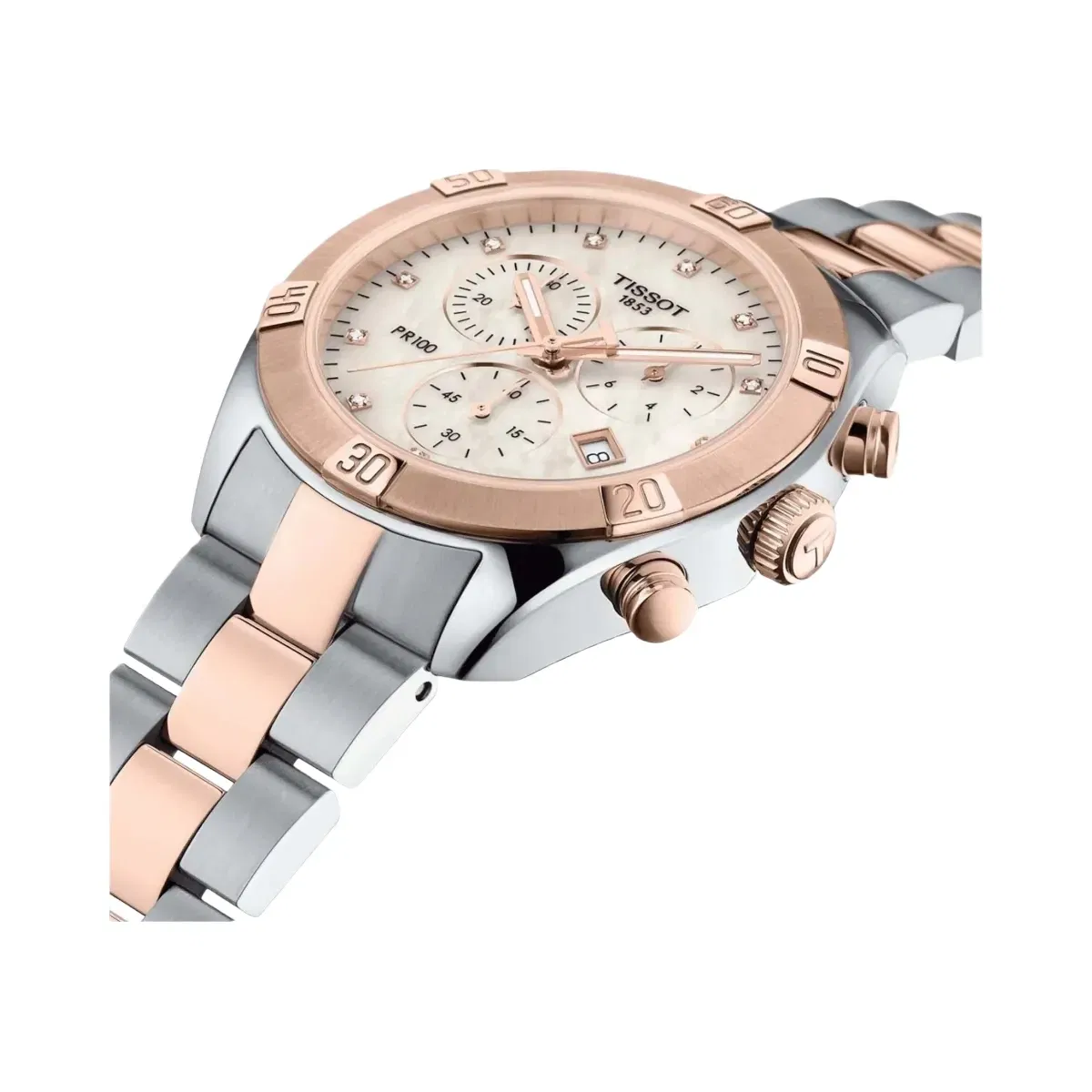 Tissot PR 100 Women Quartz Mother Of Pearl Dial Chronograph Stainless Steel Watch T1019172211600