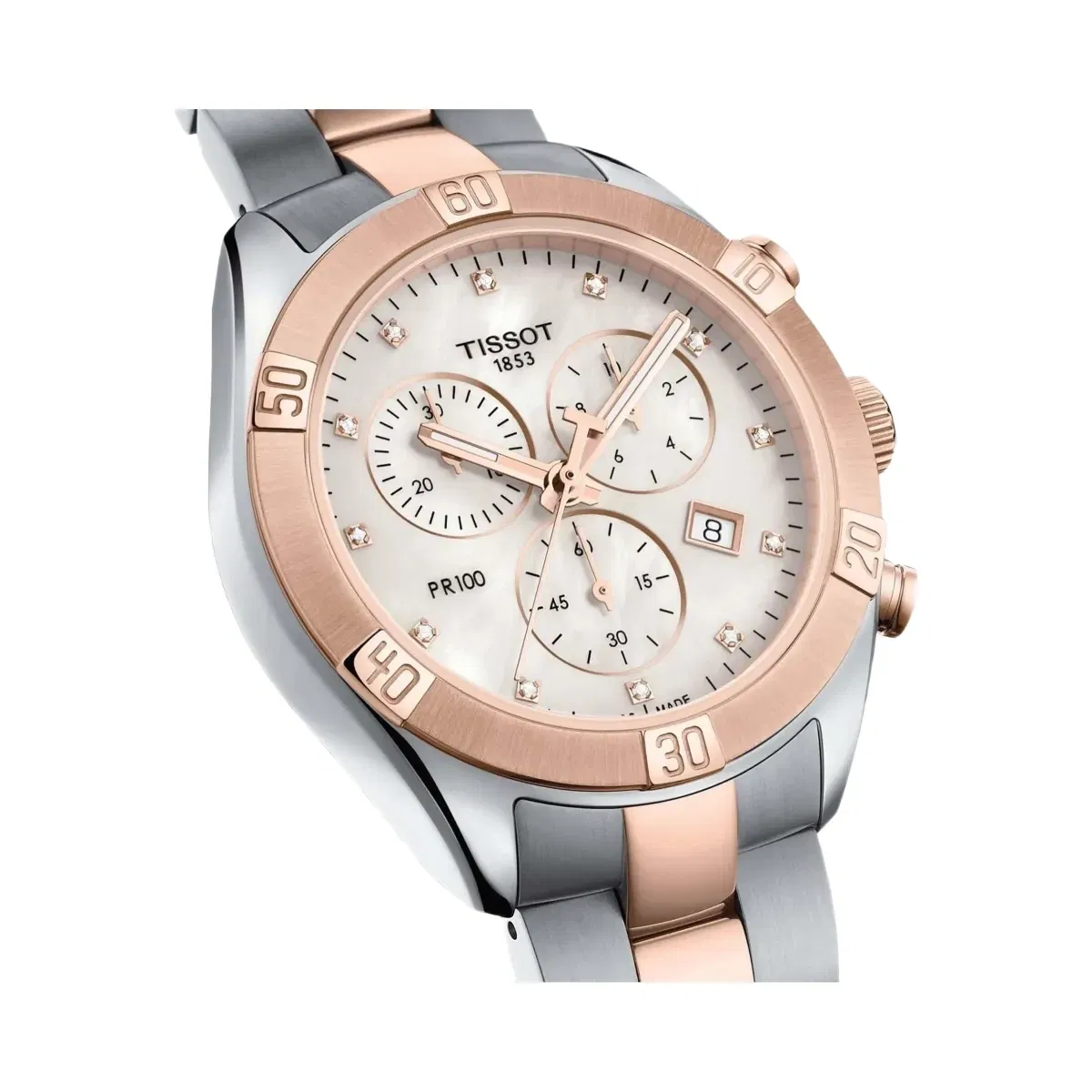 Tissot PR 100 Women Quartz Mother Of Pearl Dial Chronograph Stainless Steel Watch T1019172211600