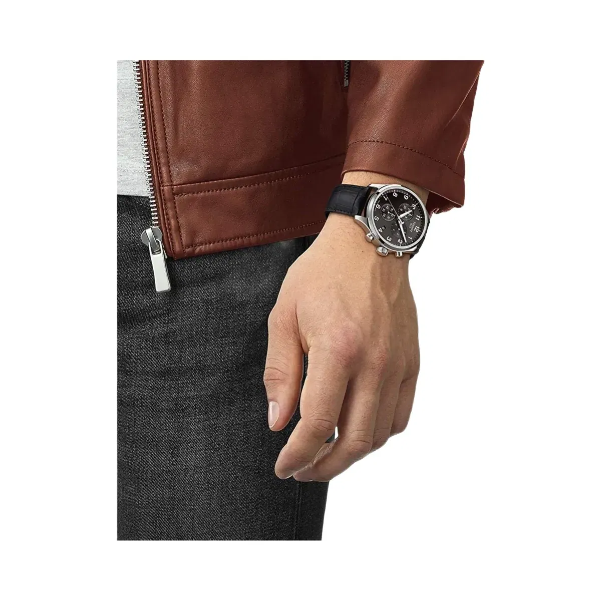 Tissot XL Men Quartz Black Dial Chronograph Leather Watch T1166171605700